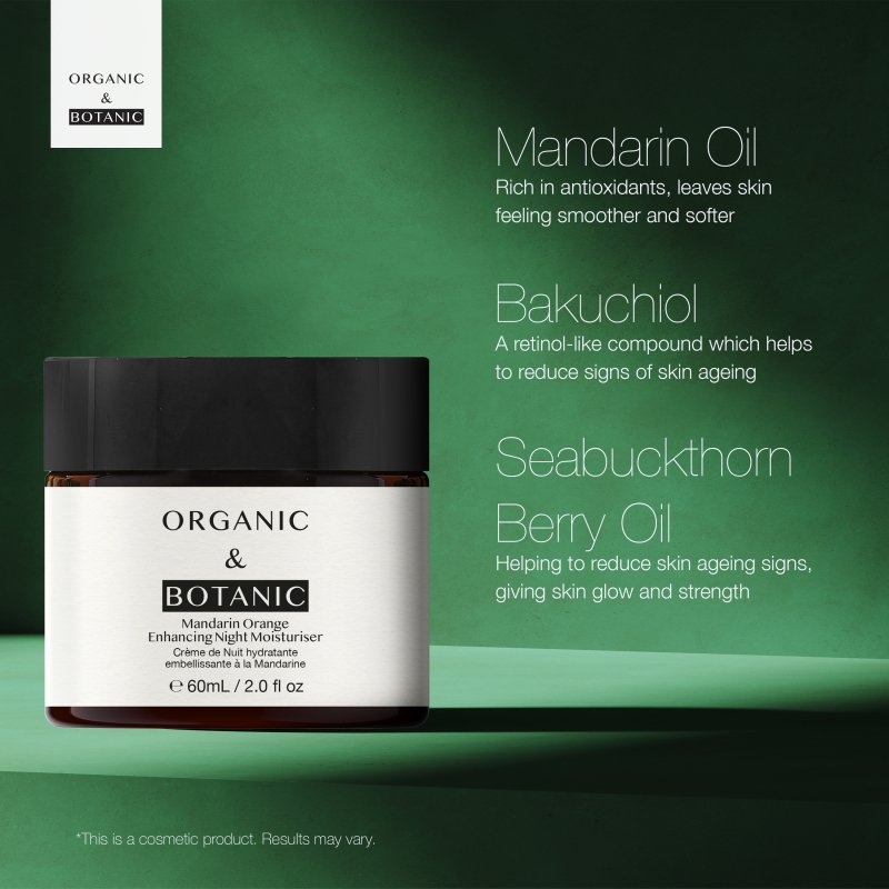 Mandarin Orange Night Moisturizer with Bakuchiol & Vitamin C - 60ml - Revitalizing & Hydrating for Firmer, Brighter, & Younger-Looking Skin