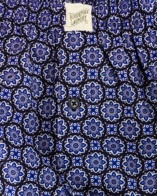 Mens Boxer Shorts - Indigo Floral