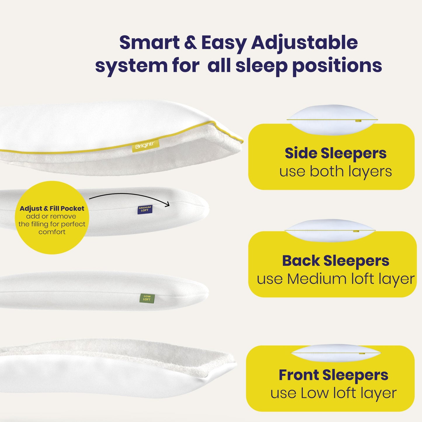 Brightr® Sleep Nox Adjustable pillow double pack