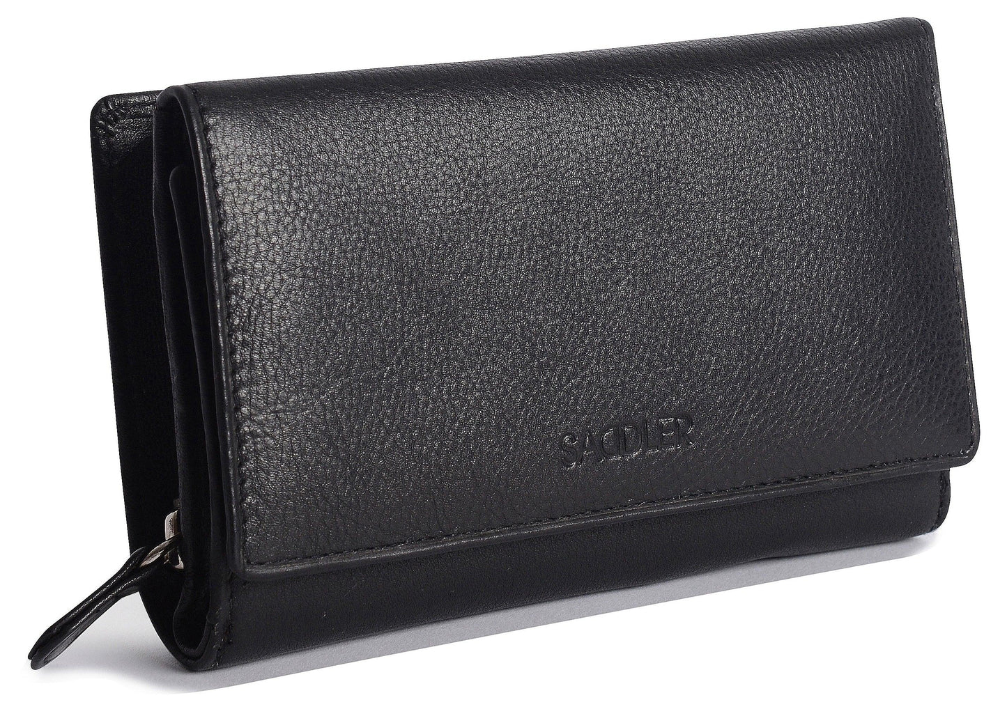 Compact Trifold Leather Purse "Eleanor" – Handmade by Saddler | RFID Protected & Gift Boxed | 10 Card Slots & Rear Zip Coin Pocket
