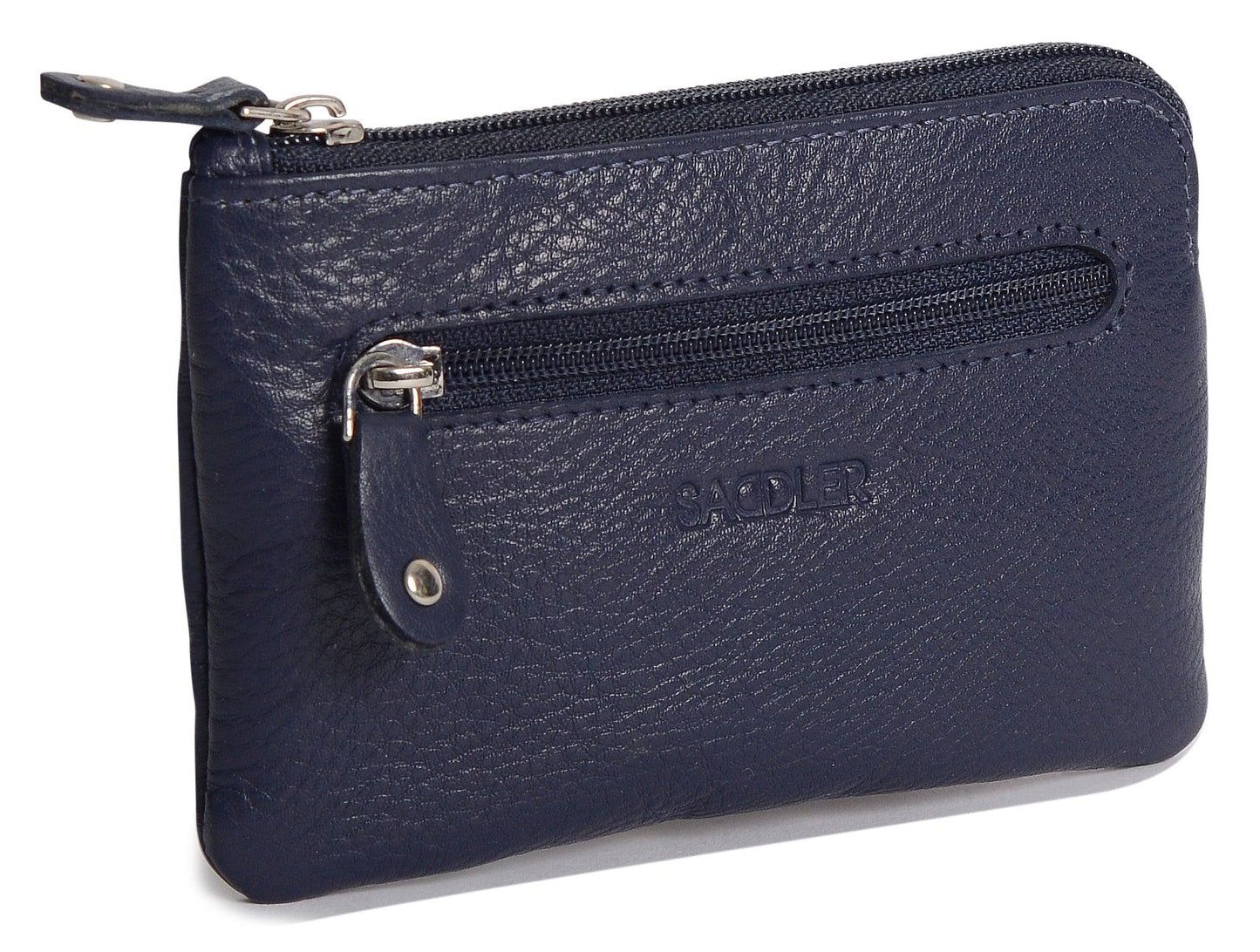 Compact Leather Coin & Card Purse "Ellie" – Handmade by Saddler | RFID Protected & Gift Boxed | With Front Zip Pocket & Key Holder