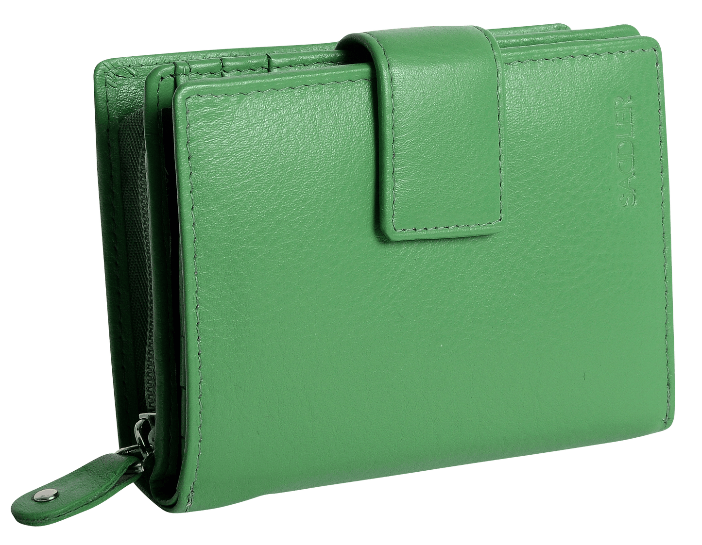 SADDLER EMILY Handmade Leather Mid-Size Wallet – RFID Protected | 10 Card Slots, Secure Tab Closure & Zipped Coin Pocket | Gift Boxed