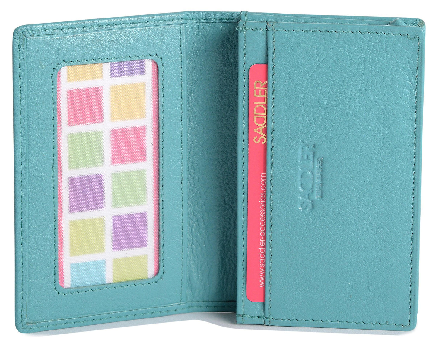 SADDLER JESSICA Leather Credit Card Holder with RFID Protection - 2 Sections and ID Window