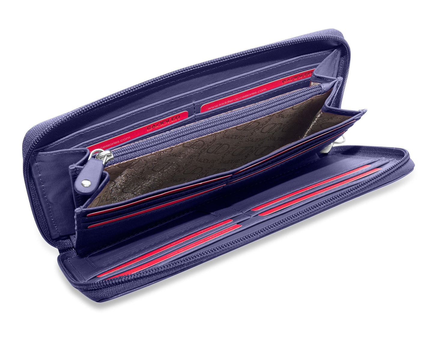 SADDLER SOPHIA Leather Zip Around Purse - 15 Card slots, Mobile Phone Pocket, Detachable Wrist Strap- RFID Protected