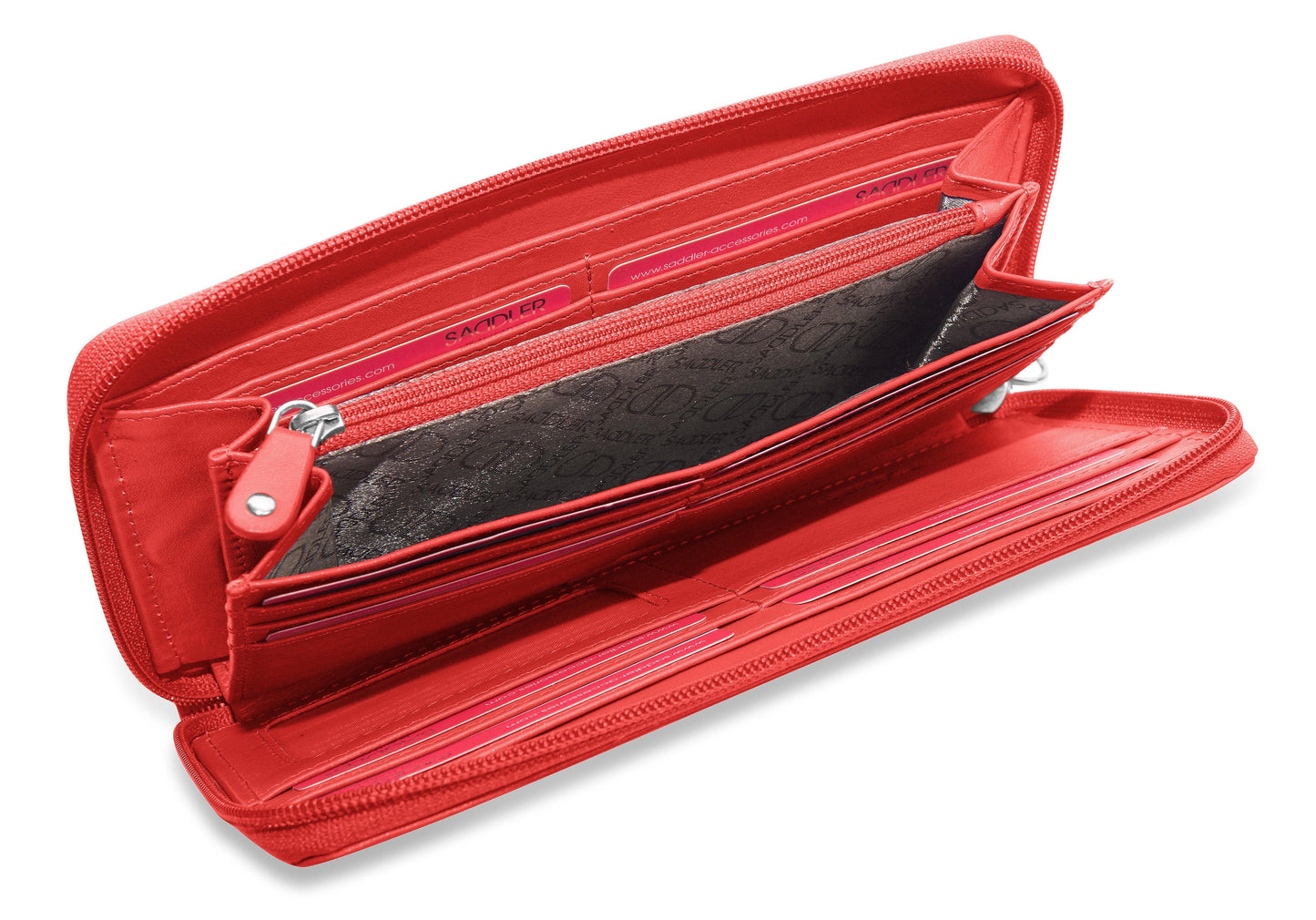 SADDLER SOPHIA Leather Zip Around Purse - 15 Card slots, Mobile Phone Pocket, Detachable Wrist Strap- RFID Protected