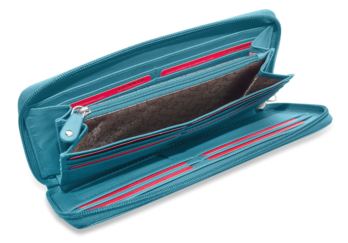 SADDLER SOPHIA Leather Zip Around Purse - 15 Card slots, Mobile Phone Pocket, Detachable Wrist Strap- RFID Protected