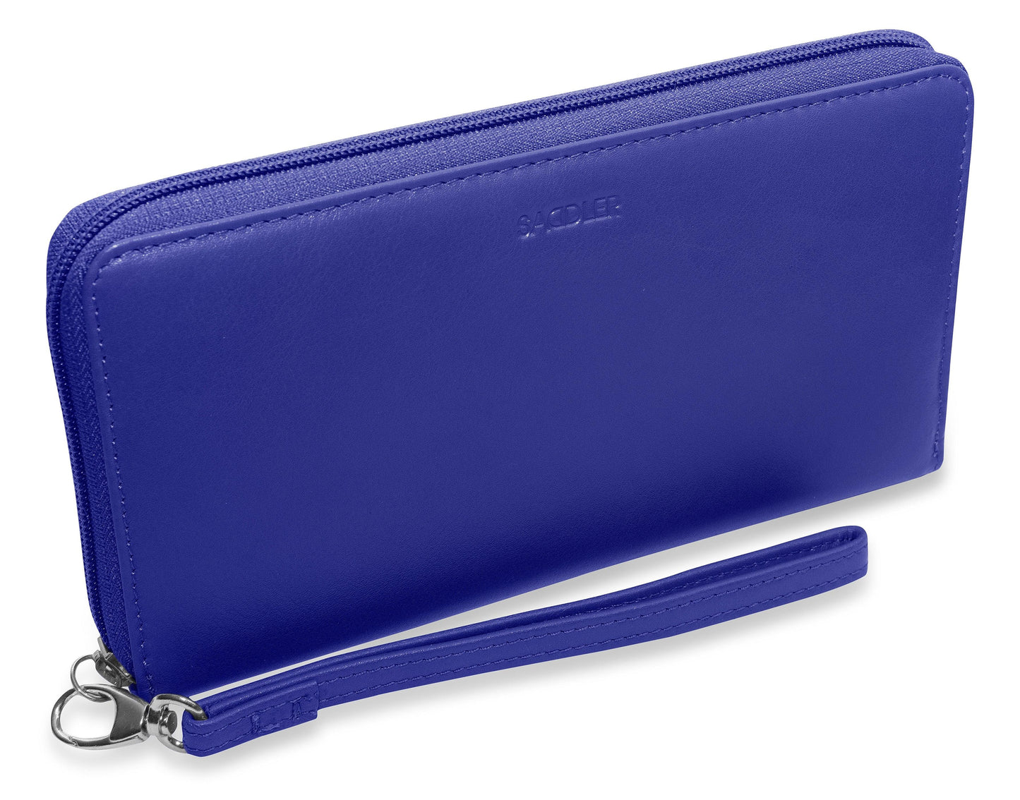 SADDLER SOPHIA Leather Zip Around Purse - 15 Card slots, Mobile Phone Pocket, Detachable Wrist Strap- RFID Protected
