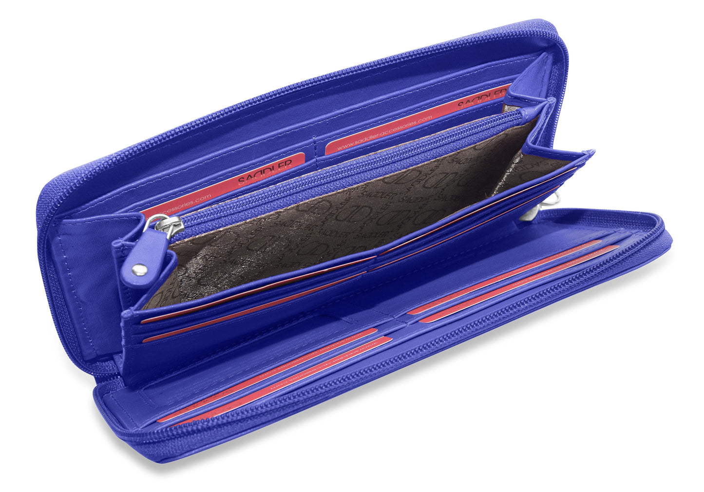 SADDLER SOPHIA Leather Zip Around Purse - 15 Card slots, Mobile Phone Pocket, Detachable Wrist Strap- RFID Protected