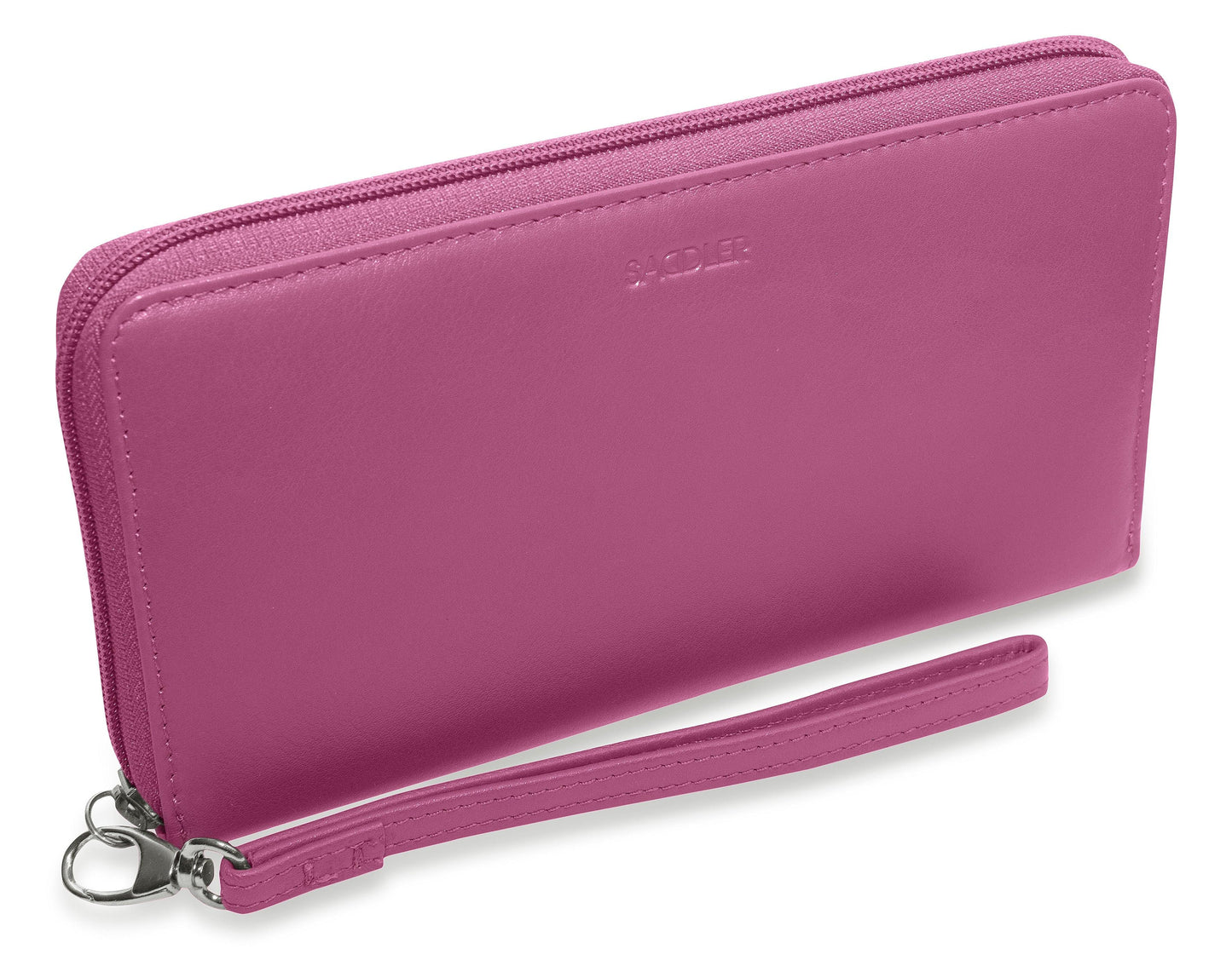 SADDLER SOPHIA Leather Zip Around Purse - 15 Card slots, Mobile Phone Pocket, Detachable Wrist Strap- RFID Protected