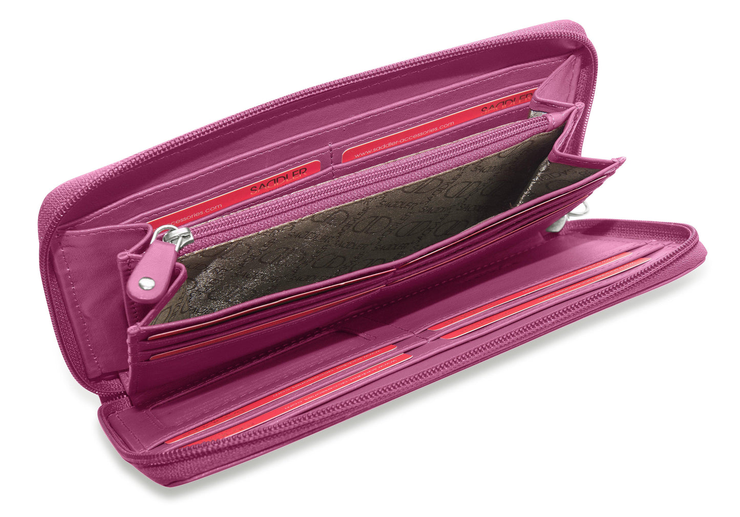 SADDLER SOPHIA Leather Zip Around Purse - 15 Card slots, Mobile Phone Pocket, Detachable Wrist Strap- RFID Protected