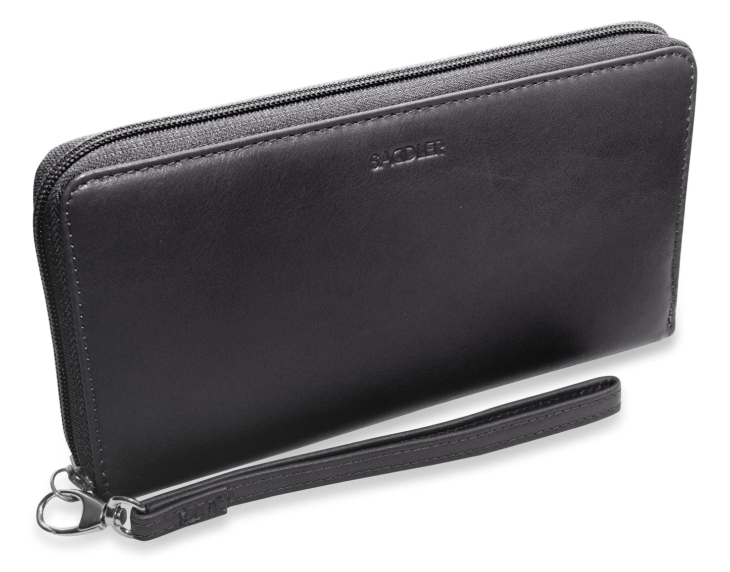 SADDLER SOPHIA Leather Zip Around Purse - 15 Card slots, Mobile Phone Pocket, Detachable Wrist Strap- RFID Protected