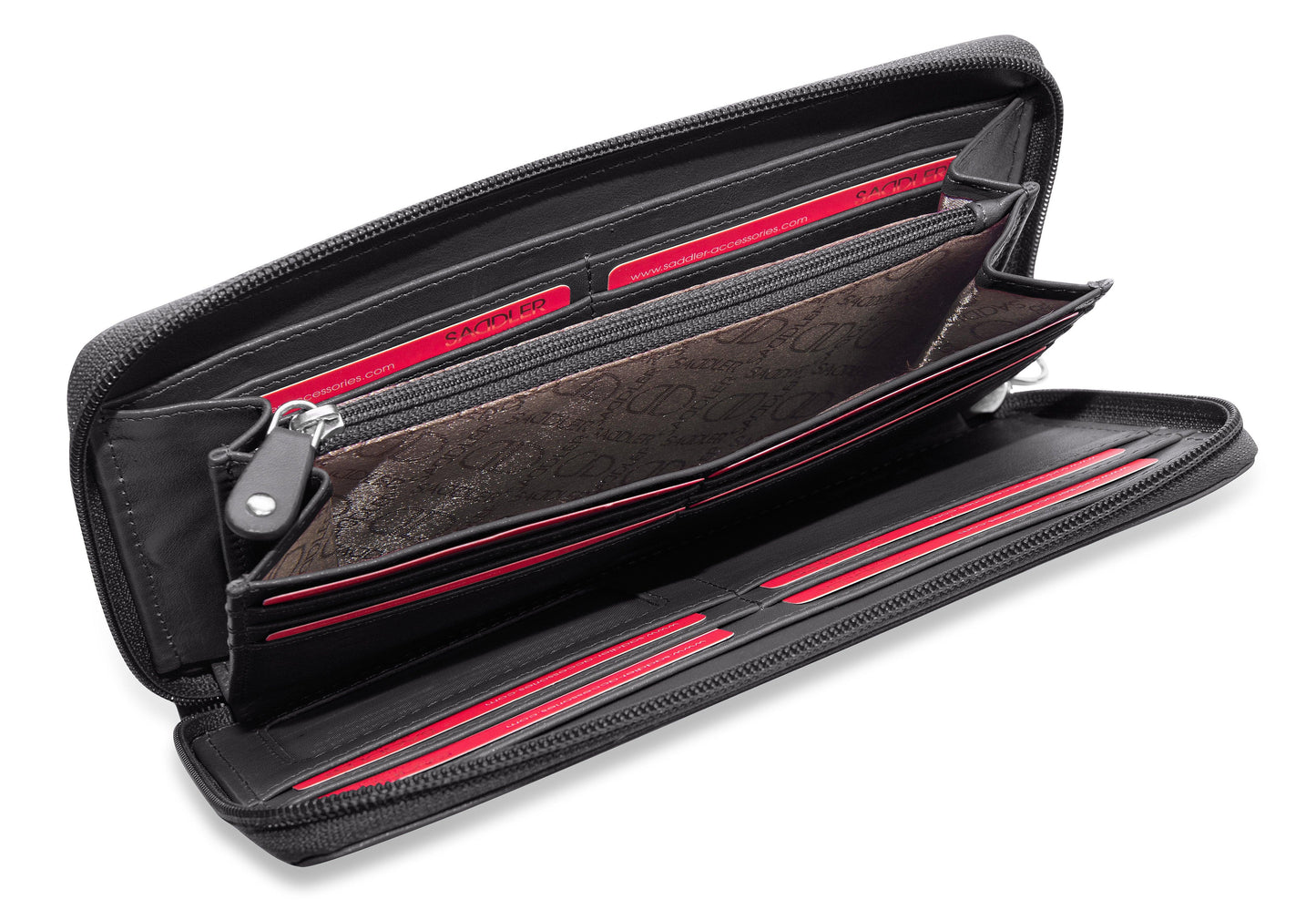 SADDLER SOPHIA Leather Zip Around Purse - 15 Card slots, Mobile Phone Pocket, Detachable Wrist Strap- RFID Protected