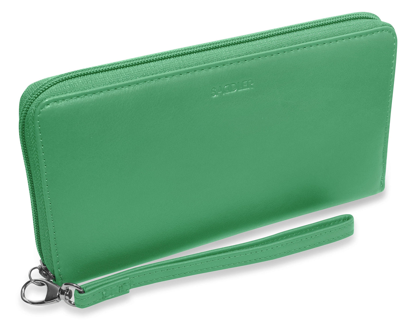 SADDLER SOPHIA Leather Zip Around Purse - 15 Card slots, Mobile Phone Pocket, Detachable Wrist Strap- RFID Protected