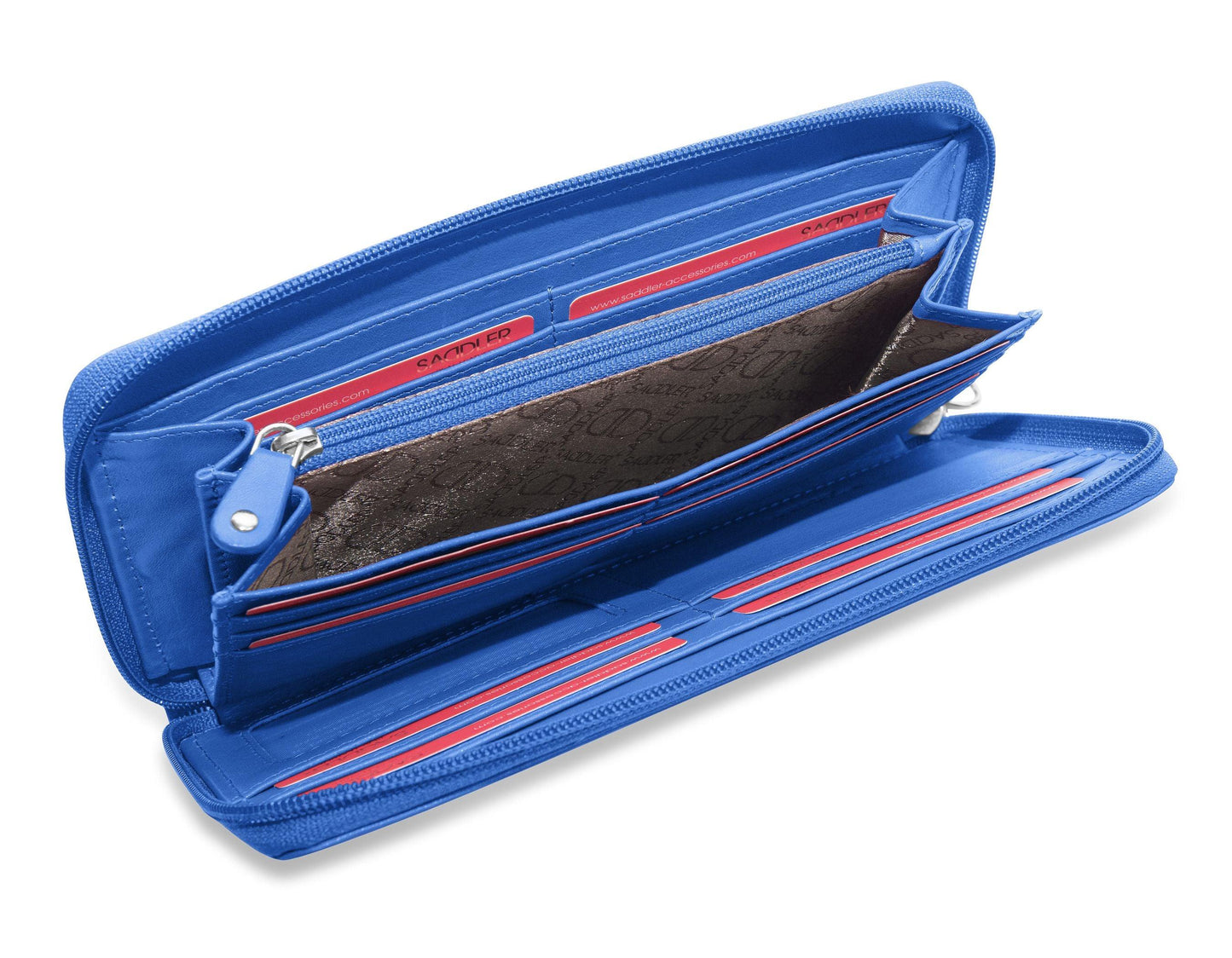 SADDLER SOPHIA Leather Zip Around Purse - 15 Card slots, Mobile Phone Pocket, Detachable Wrist Strap- RFID Protected