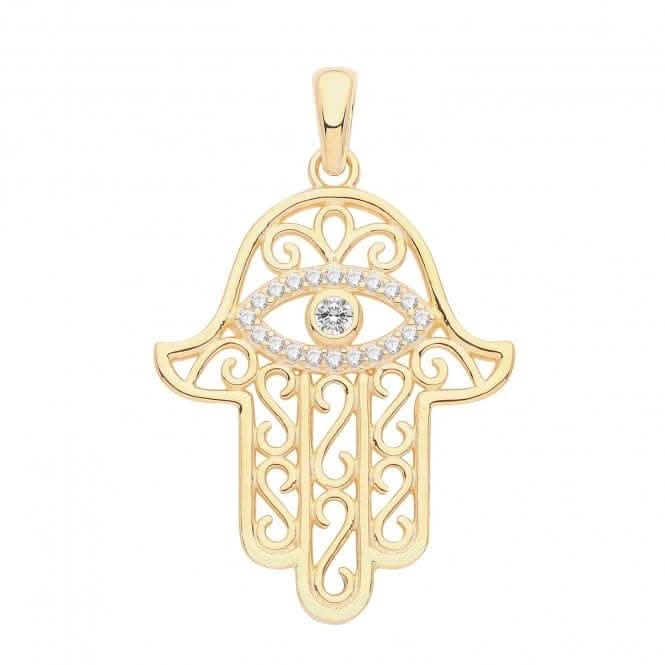 Acotis Silver Pendant Gold Plated Zirconia Set Hamsa G61084GP