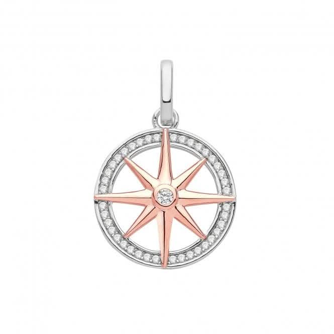 Acotis Silver Pendant Rhodium And Rose Gold Plated Wind Rose G61114R