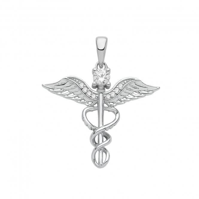 Acotis Silver Pendant Rhodium Plated Caduceus G61115
