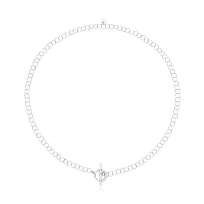 Acotis Silver Necklace Rhodium Plated Circle Link T-Bar G3400rh
