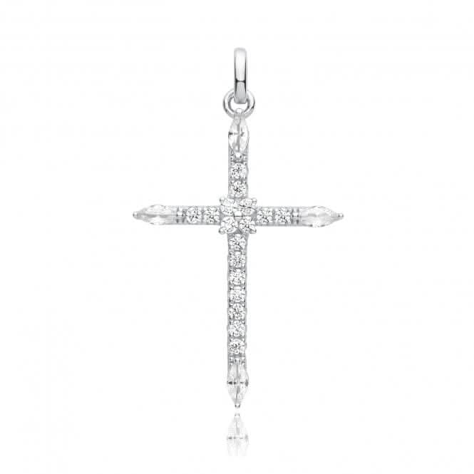 Acotis Silver Pendant Rhodium Plated Zirconia Cross G61130