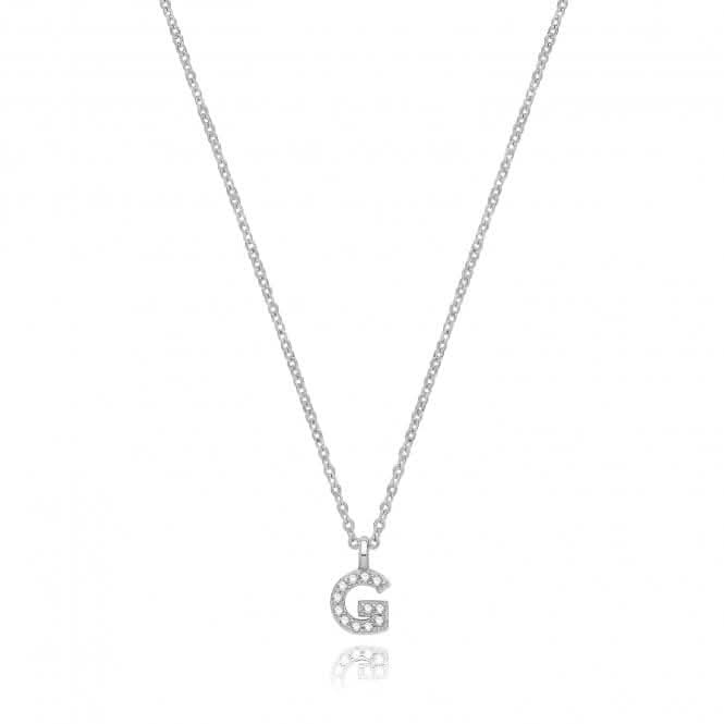 Acotis Silver Necklace Rhodium Plated Zirconia Initial G3395/G