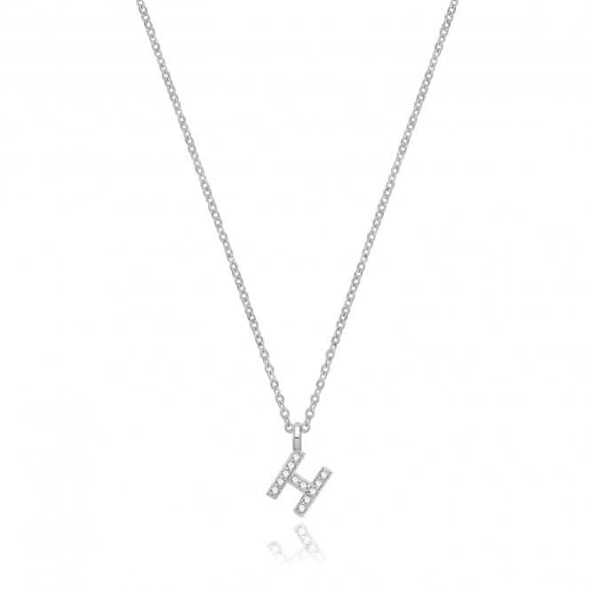 Acotis Silver Necklace Rhodium Plated Zirconia Initial G3395/H