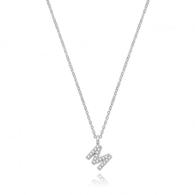 Acotis Silver Necklace Rhodium Plated Zirconia Initial G3395/M