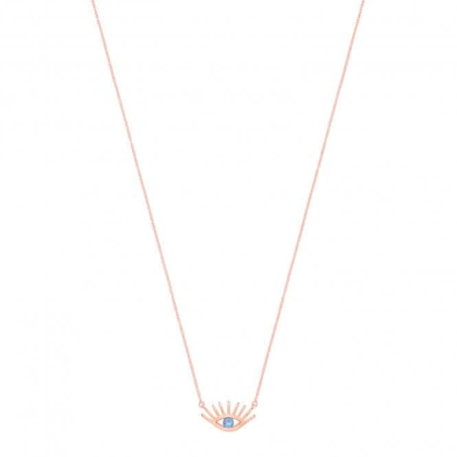 Acotis Silver Necklace Rose Gold Plated Evil Eye G3392R