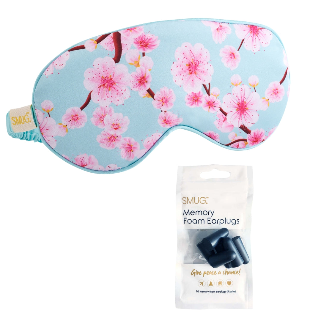 Satin Sleep Mask - Cherry Blossom Print