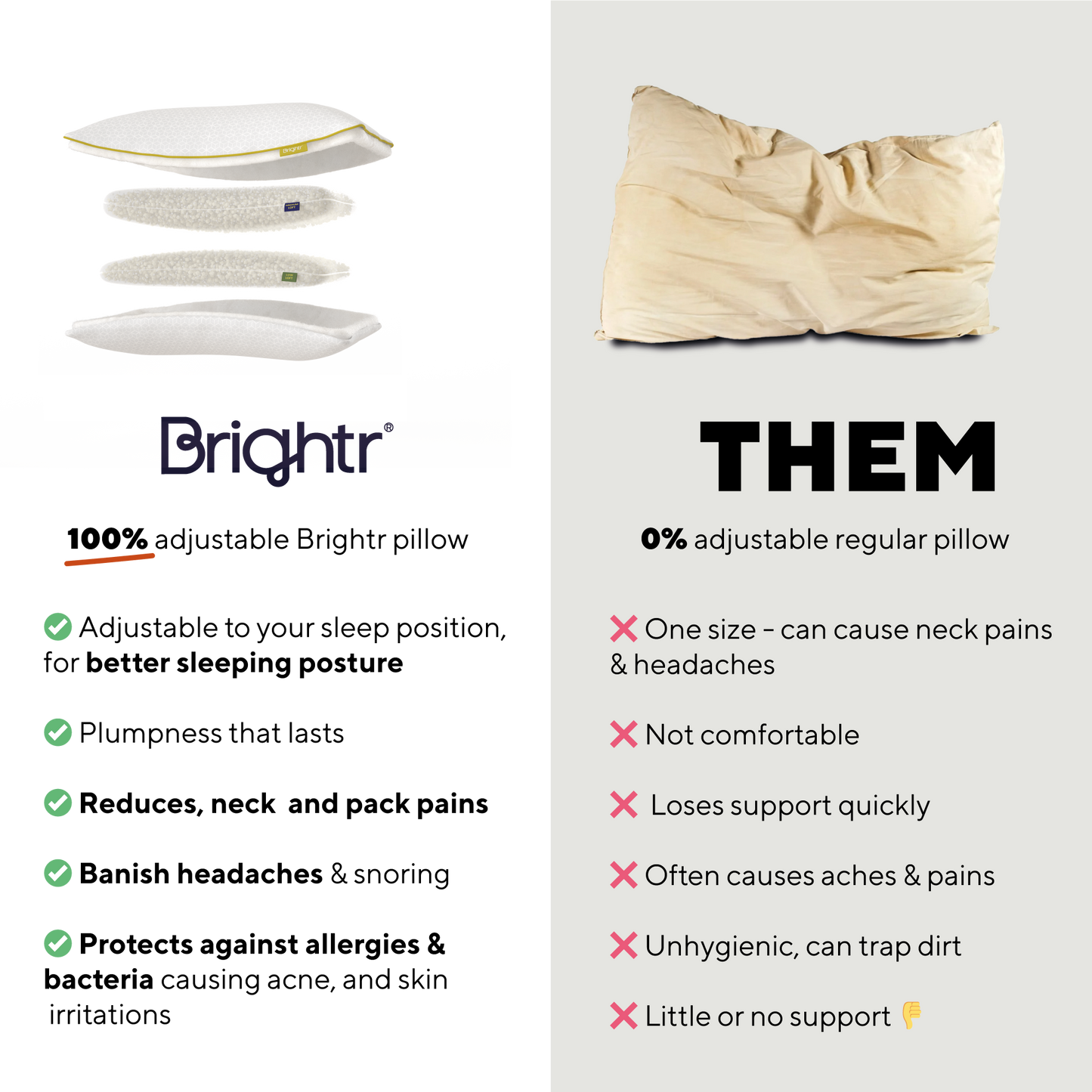 Brightr® Stella Hybrid Neck Relief pillow