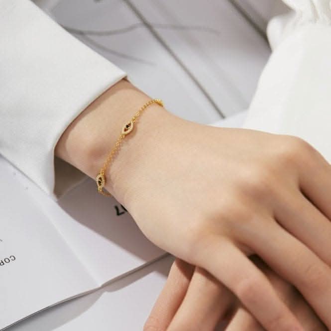 Sterling Silver Gold Plated Evil Eye Bracelet ERLB052