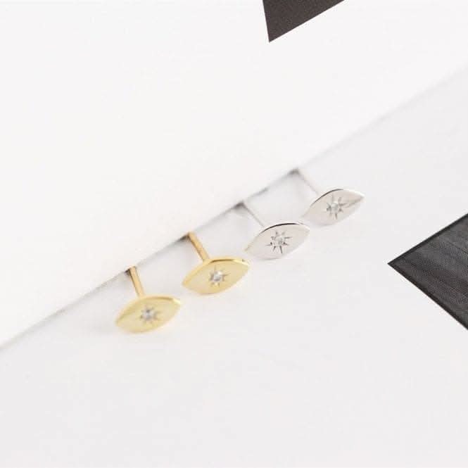 Sterling Silver Gold Plated Evil Eye Stud Earrings ERLE087