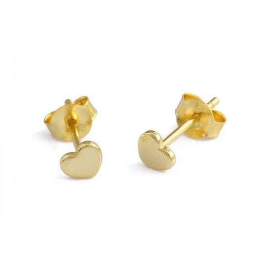Sterling Silver Gold Plated Heart Stud Earrings