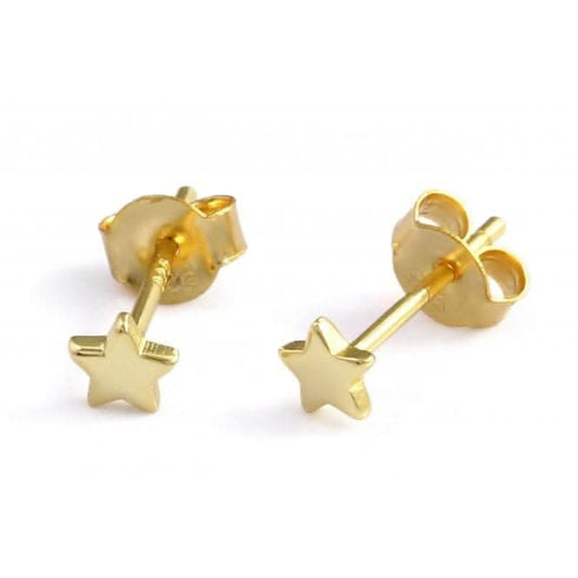 Sterling Silver Gold Plated Star Stud Earrings