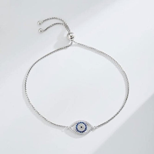 Sterling Silver Rhodium Plated Evil Eye Bracelet ERLB020