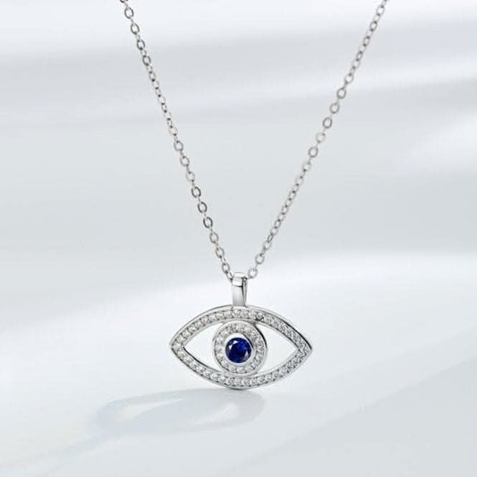 Sterling Silver Rhodium Plated Evil Eye Necklace ERLN008