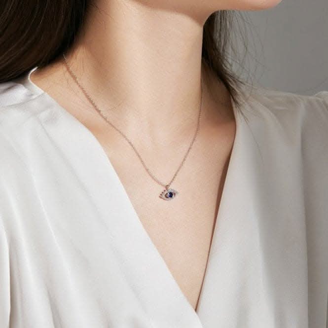 Sterling Silver Rhodium Plated Evil Eye Necklace ERLN041