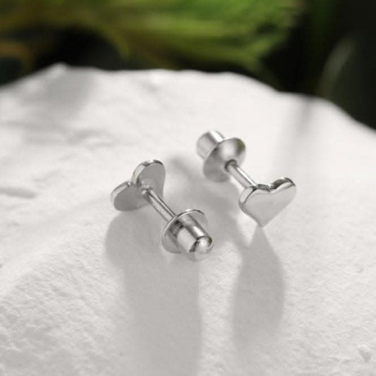 Sterling Silver Rhodium Plated Heart Earrings ERLE008