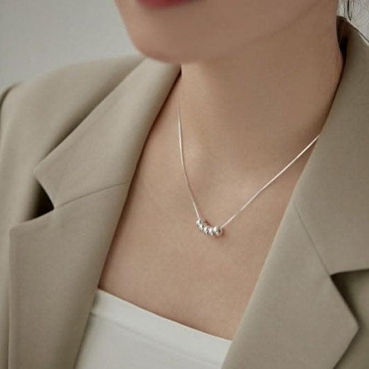 Sterling Silver Rhodium Plated Pebble Necklace ERLN007