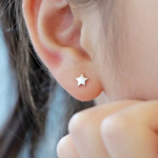 Sterling Silver Rhodium Plated Star Earrings ERLE007