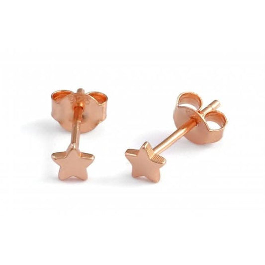 Sterling Silver Rose Gold Plated Star Stud Earrings