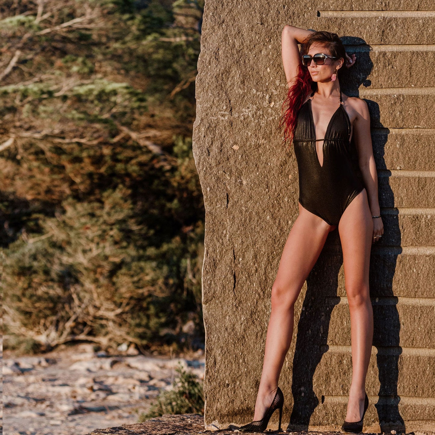 Black Metallic Swimsuit Anita