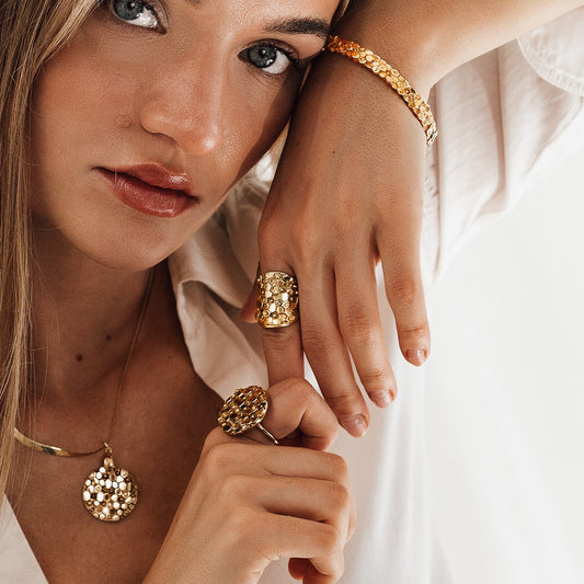 Gold Statement Saddle Ring - Hemera