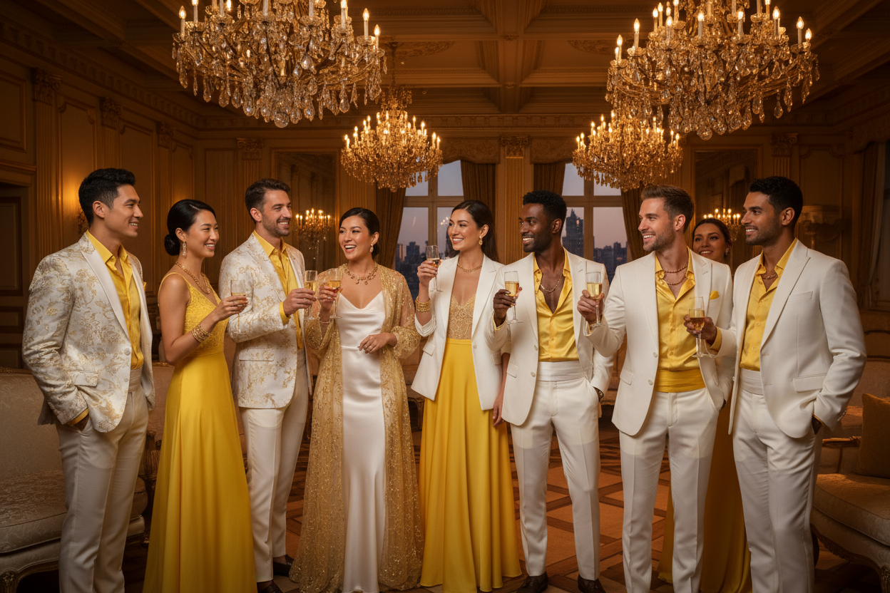 use people of different nationalities and include yellow, white and gold