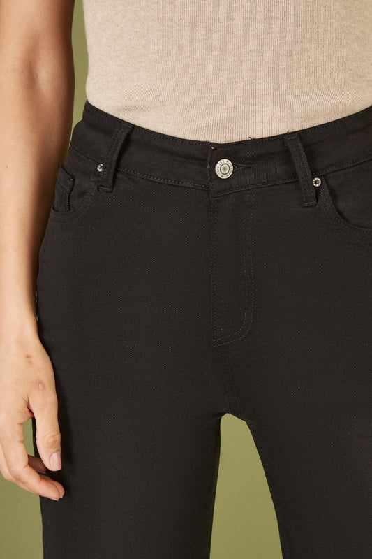 Yumi Black Stretch Canvas Wide Leg High Waist Jeans