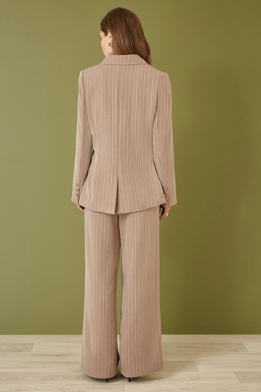 Yumi Brown Pinstripe Blazer