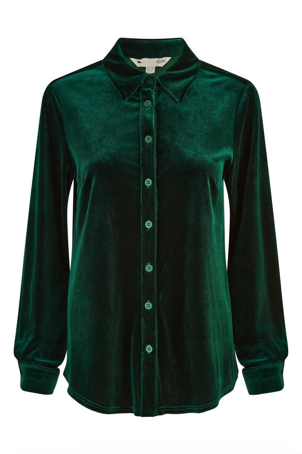 Yumi Green Velvet Relaxed Fit Shirt
