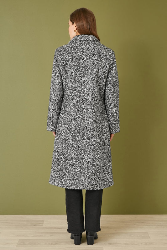 Yumi Grey Boucle Long Line Coat