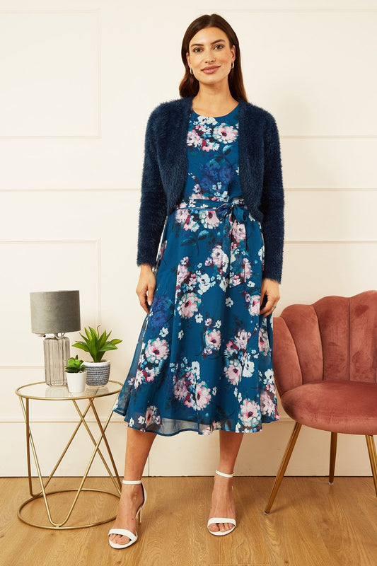 Yumi Navy Eyelash Knit Bolero