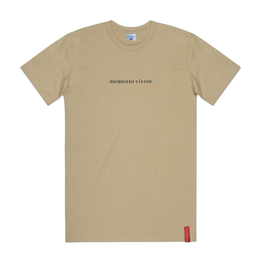 NVYSKN Mens Cotton Latin Design T Shirt “Memento Vivere”