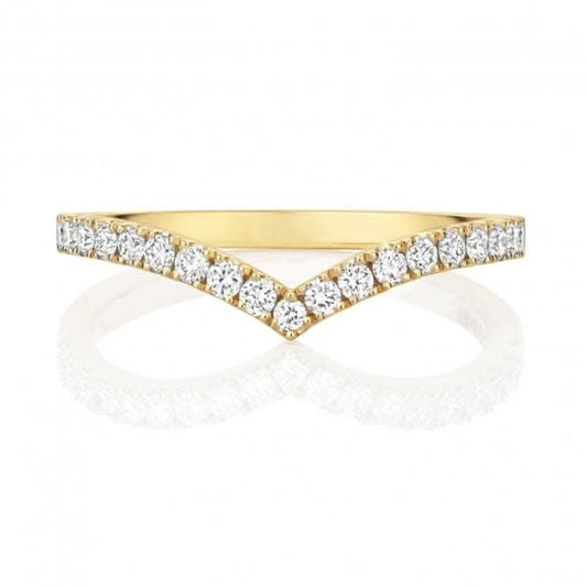 Wedding Band 18ct Gold Diamond Wishbone Ring WQ279